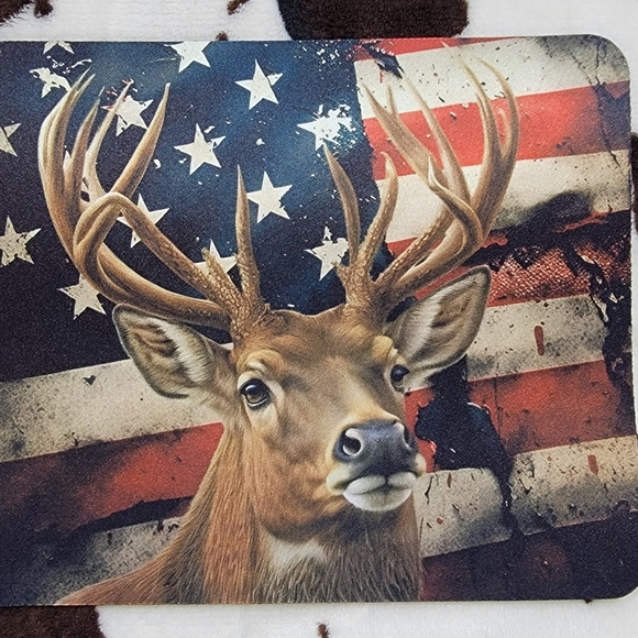 Deer American Flag Computer Mouse Pad - Picture 3 of 5